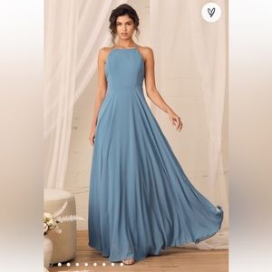 Lulus slate blue bridesmaid dress